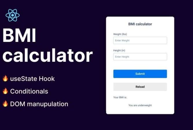 Build A BMI Calculator Using React JS Mini Project | useState Hook & Conditionals ??? ( Hindi )